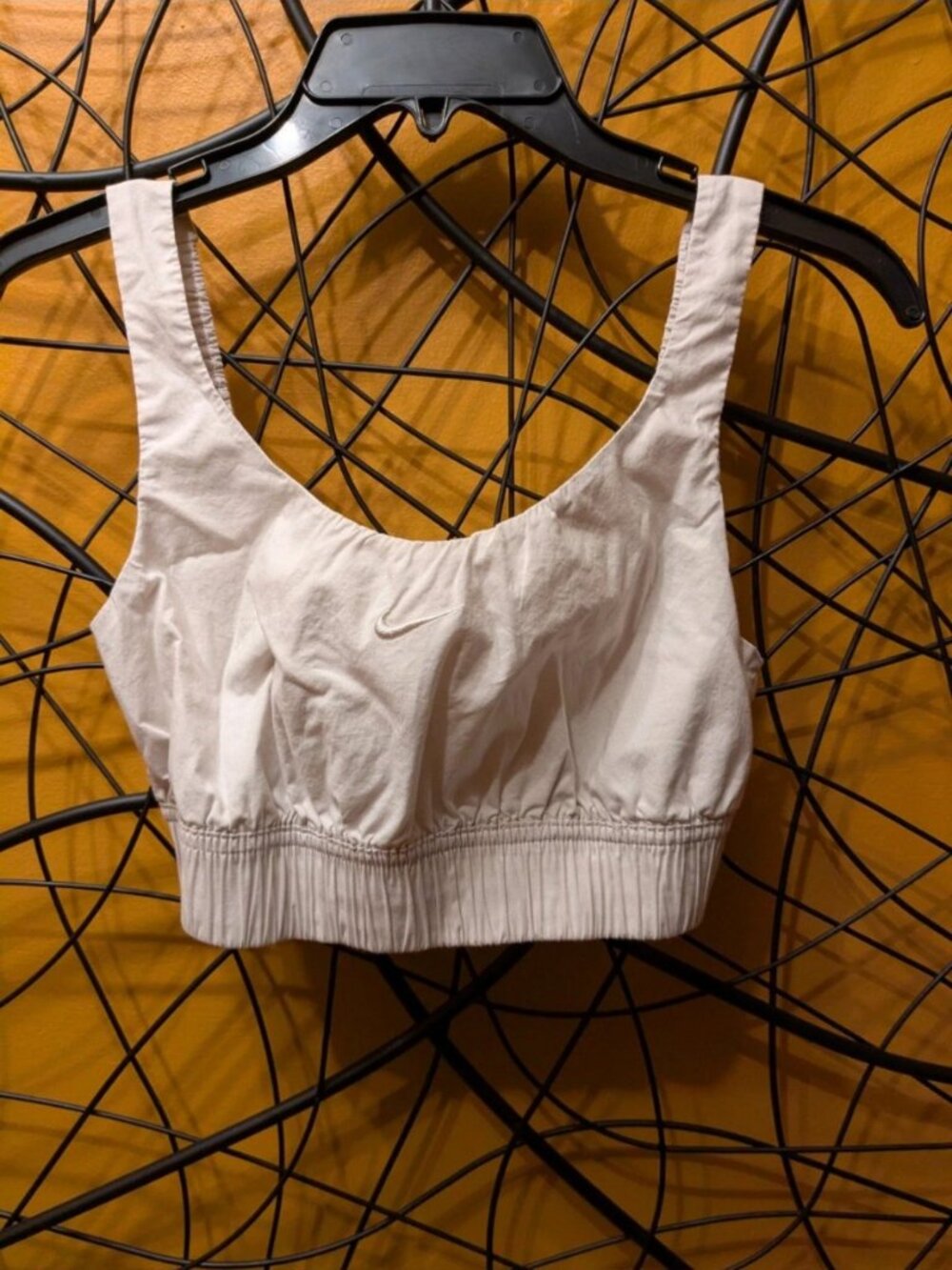 Nike Women's Cream Scoop Neck Ruched Cotton Bralette / Crop Sports Bra - XS